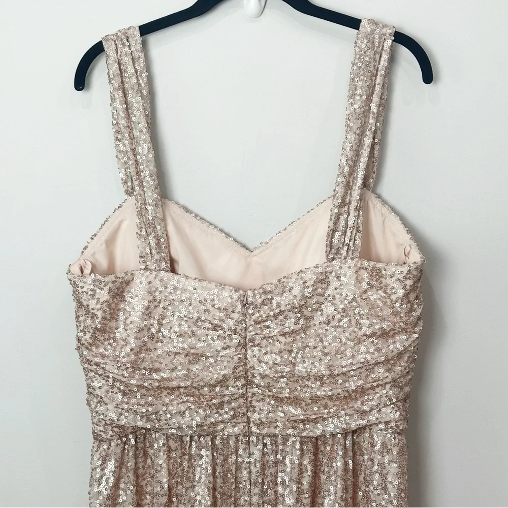 AMSALE Gold Sequin Gown Dress Bridesmaid Evening Wedding Prom